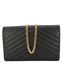 Load image into Gallery viewer, YVES SAINT LAURENT Cassandre Leather Wallet On Chain Crossbody Bag Black
