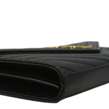 Load image into Gallery viewer, YVES SAINT LAURENT Cassandre Leather Wallet On Chain Crossbody Bag Black
