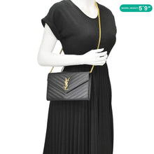 Load image into Gallery viewer, YVES SAINT LAURENT Cassandre Leather Wallet On Chain Crossbody Bag Black
