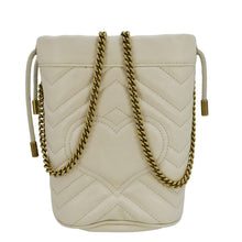 Load image into Gallery viewer, GUCCI GG Marmont Mini Matelasse Chevron Leather Bucket Crossbody Bag Off White 575163
