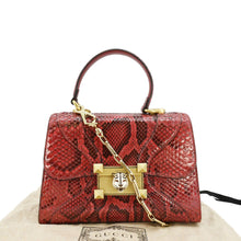 Load image into Gallery viewer, GUCCI Python Osiride  Small Leather Top Handle Shoulder Bag Red 497996
