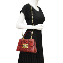 Load image into Gallery viewer, GUCCI Python Osiride  Small Leather Top Handle Shoulder Bag Red 497996
