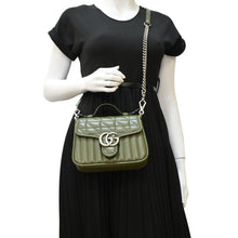 Load image into Gallery viewer, GUCCI GG Marmont Mini Top Handle Crossbody Bag Olive 583571
