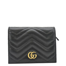 Load image into Gallery viewer, Gucci Marmont GG Matelasse Leather Card Case Wallet Black 466492
