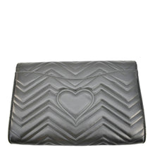 Load image into Gallery viewer, GUCCI GG Marmont Matelasse Chevron Leather Clutch Bag Black 498079
