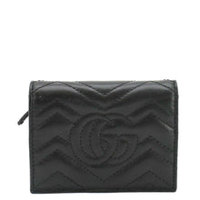 Load image into Gallery viewer, Gucci Marmont GG Matelasse Leather Card Case Wallet Black 466492
