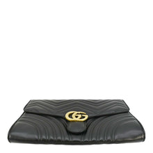 Load image into Gallery viewer, GUCCI GG Marmont Matelasse Chevron Leather Clutch Bag Black 498079
