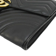 Load image into Gallery viewer, GUCCI GG Marmont Matelasse Chevron Leather Clutch Bag Black 498079
