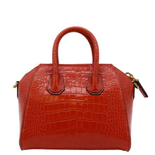 Load image into Gallery viewer, GIVENCHY Antigona Small Crocodile Embossed Leather Shoulder Bag Red
