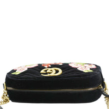 Load image into Gallery viewer, GUCCI GG Marmont Small Matelasse Deer Embroidered Velvet Camera Bag Black 447632
