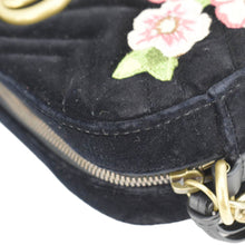 Load image into Gallery viewer, GUCCI GG Marmont Small Matelasse Deer Embroidered Velvet Camera Bag Black 447632
