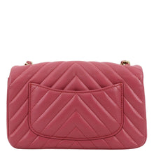 Load image into Gallery viewer, CHANEL Timeless Classic Square Flap Chevron Calfskin Leather Crossbody Bag Pink
