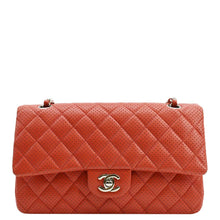 Load image into Gallery viewer, CHANEL Classic Medium Double Flap Quilted Perforated Leather Shoulder Bag Red
