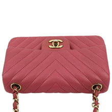 Load image into Gallery viewer, CHANEL Timeless Classic Square Flap Chevron Calfskin Leather Crossbody Bag Pink
