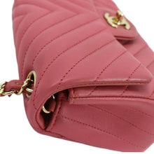 Load image into Gallery viewer, CHANEL Timeless Classic Square Flap Chevron Calfskin Leather Crossbody Bag Pink
