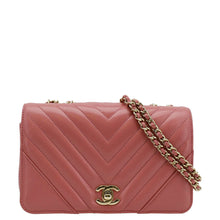 Load image into Gallery viewer, CHANEL Statement Flap Mini Quilted Chevron Crossbody Bag Pink
