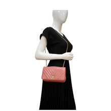 Load image into Gallery viewer, CHANEL Statement Flap Mini Quilted Chevron Crossbody Bag Pink
