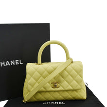 Load image into Gallery viewer, CHANEL CC Coco Flap Caviar Leather Top Handle Shoulder Bag Yellow 24229597
