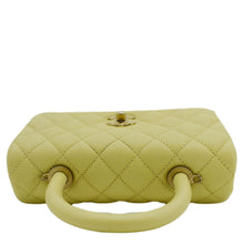 Load image into Gallery viewer, CHANEL CC Coco Flap Caviar Leather Top Handle Shoulder Bag Yellow 24229597
