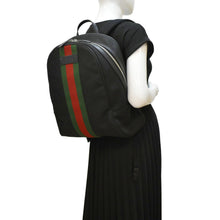 Load image into Gallery viewer, GUCCI Web Stripe Canvas Backpack Black 630918
