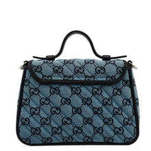 Load image into Gallery viewer, GUCCI GG Marmont Mini Top Handle Canvas Crossbody Bag Blue 583571
