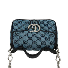 Load image into Gallery viewer, GUCCI GG Marmont Mini Top Handle Canvas Crossbody Bag Blue 583571
