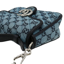 Load image into Gallery viewer, GUCCI GG Marmont Mini Top Handle Canvas Crossbody Bag Blue 583571
