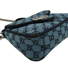 Load image into Gallery viewer, GUCCI GG Marmont Mini Top Handle Canvas Crossbody Bag Blue 583571
