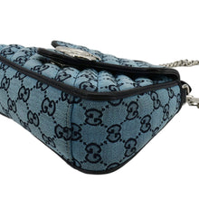 Load image into Gallery viewer, GUCCI GG Marmont Mini Top Handle Canvas Crossbody Bag Blue 583571
