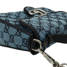 Load image into Gallery viewer, GUCCI GG Marmont Mini Top Handle Canvas Crossbody Bag Blue 583571
