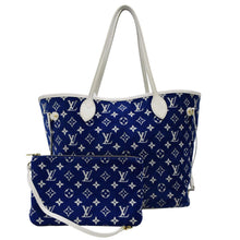 Load image into Gallery viewer, LOUIS VUITTON Neverfull MM  Jacquard Velvet Monogram Shoulder Bag Blue
