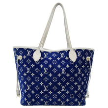 Load image into Gallery viewer, LOUIS VUITTON Neverfull MM  Jacquard Velvet Monogram Shoulder Bag Blue
