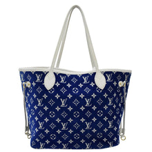 Load image into Gallery viewer, LOUIS VUITTON Neverfull MM  Jacquard Velvet Monogram Shoulder Bag Blue
