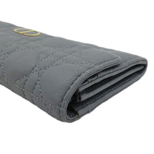 Load image into Gallery viewer, CHRISTIAN DIOR Caro Orchid Cannage Calfskin leather Long Wallet Gray
