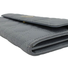 Load image into Gallery viewer, CHRISTIAN DIOR Caro Orchid Cannage Calfskin leather Long Wallet Gray
