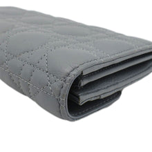 Load image into Gallery viewer, CHRISTIAN DIOR Caro Orchid Cannage Calfskin leather Long Wallet Gray
