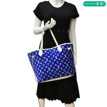 Load image into Gallery viewer, LOUIS VUITTON Neverfull MM  Jacquard Velvet Monogram Shoulder Bag Blue
