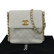 Load image into Gallery viewer, CHANEL Chain Flap Quilted Leather Hobo Shoulder Bag Ivory
