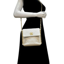 Load image into Gallery viewer, CHANEL Chain Flap Quilted Leather Hobo Shoulder Bag Ivory
