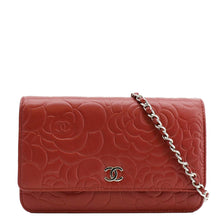 Load image into Gallery viewer, CHANEL Camellia Wallet On Chain Leather Crossbody Bag Red
