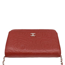 Load image into Gallery viewer, CHANEL Camellia Wallet On Chain Leather Crossbody Bag Red
