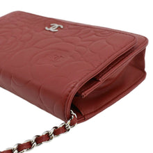 Load image into Gallery viewer, CHANEL Camellia Wallet On Chain Leather Crossbody Bag Red
