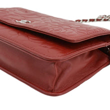 Load image into Gallery viewer, CHANEL Camellia Wallet On Chain Leather Crossbody Bag Red
