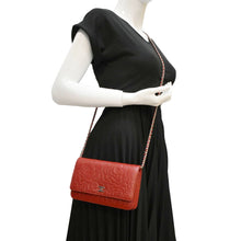 Load image into Gallery viewer, CHANEL Camellia Wallet On Chain Leather Crossbody Bag Red
