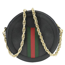 Load image into Gallery viewer, GUCCI Ophidia Mini GG Round Web Leather Crossbody Bag Black 550618
