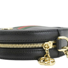 Load image into Gallery viewer, GUCCI Ophidia Mini GG Round Web Leather Crossbody Bag Black 550618
