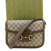 Load image into Gallery viewer, GUCCI Horsebit 1955 GG Supreme Canvas Shoulder Bag Beige 602204
