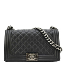 Load image into Gallery viewer, CHANEL Boy Flap Medium Quilted Leather Shoulder Bag Black
