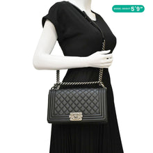 Load image into Gallery viewer, CHANEL Boy Flap Medium Quilted Leather Shoulder Bag Black
