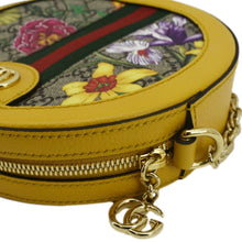 Load image into Gallery viewer, GUCCI Ophidia Mini Flora GG Round Supreme Monogram Web Crossbody Bag Yellow 550618
